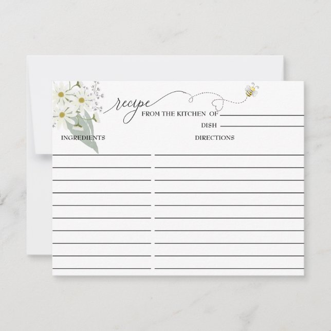 Bee Floral | Tarjeta de receta de ducha de novia (Anverso)