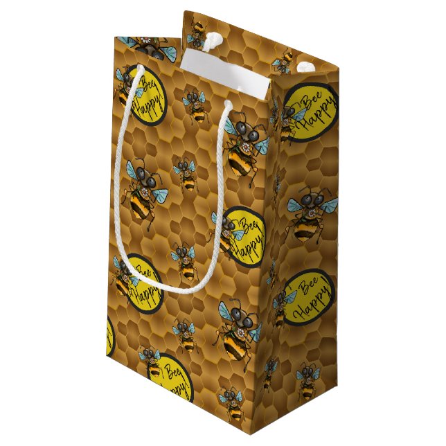 ¡Bee Happy! Bolsa de regalo de miel de abeja (Angulo reverso)