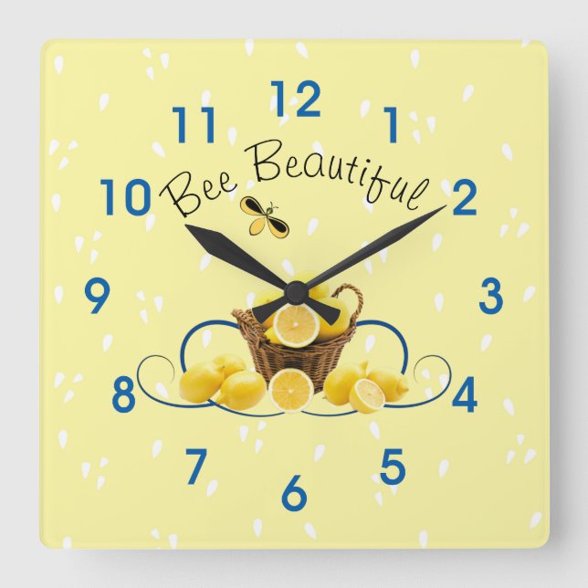 Bee Hermoso reloj de pared, acrílico cuadrado de 1 (Anverso)