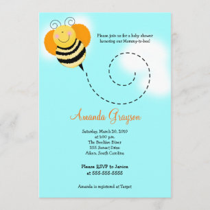 Bee Hop Bumble Bee Baby Shower #2 Invitación 5x7