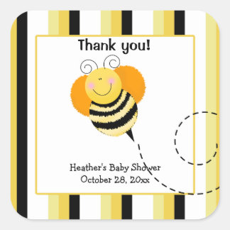 Bee Hop Bumble Bee Square Favorito Pegatinas