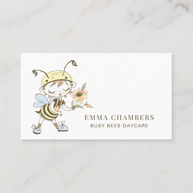 Bee Ilustracion Daycare Tarjeta de presentación pa (Anverso)