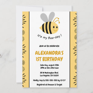 Bee invitaciones de 1er cumpleaños Cute Modern