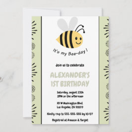 Bee invitaciones de 1er cumpleaños Cute Modern