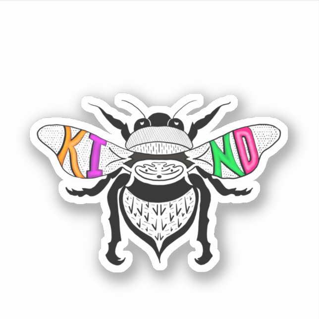 Bee Kind Colorful Graphic Pegatina (Anverso)