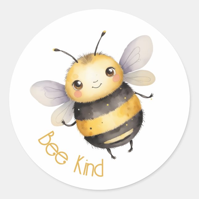 Bee Kind Round Pegatina (Anverso)