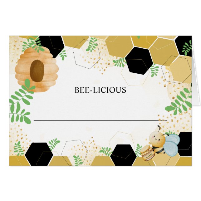 BEE-licious Blank Food Tent Card (Anverso (Horizontal))