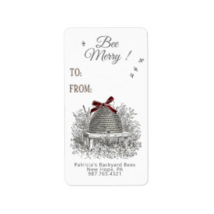 Bee Merry Honey con etiqueta de regalo Red Bow en