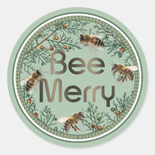 Bee Merry Honeybee Holiday Pegatina