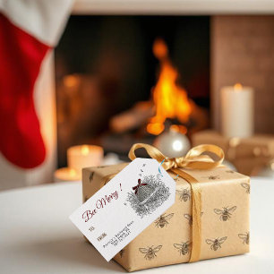 Bee Merry Vintage Skep con etiqueta de regalo de o