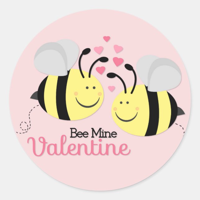 Bee Mine El día de San Valentín Pegatinas (Anverso)