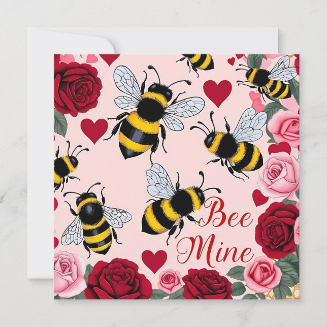 Bee Mine Love Buzz Diseño Tarjeta de vacaciones pl (Anverso)
