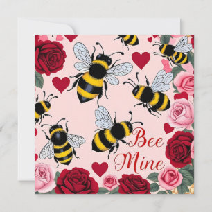 Bee Mine Love Buzz Diseño Tarjeta de vacaciones pl