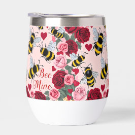Bee Mine Love Buzz Diseño Tumbler de vino sin Stem