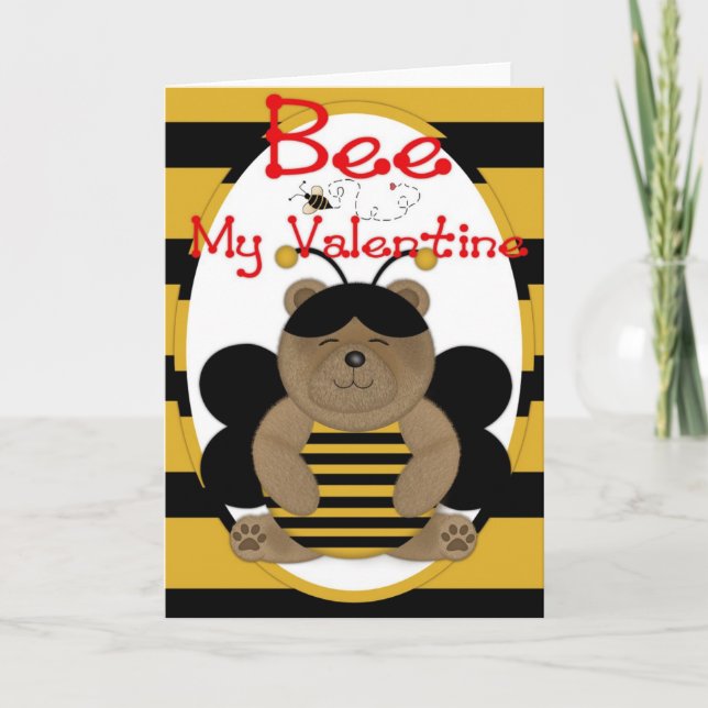 Bee My Valentine Honey Bear Tarjeta de saludo d1 (Anverso)