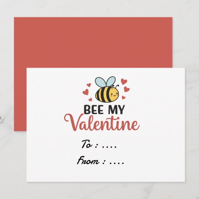 Bee My Valentine , tarjeta de regalo El día de San (Anverso / Reverso)