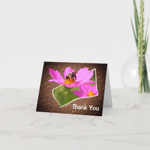 Bee On Cosmos Flower Art Tarjeta de agradecimiento