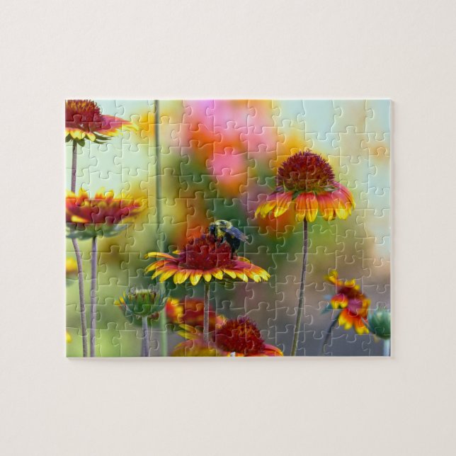 Bee on Gaillardia Jigsaw Puzzle (Horizontal)