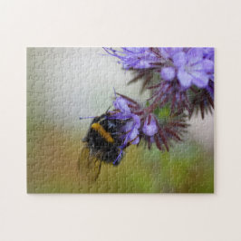Bee on the Blue Tansy Jigsaw Puzzle