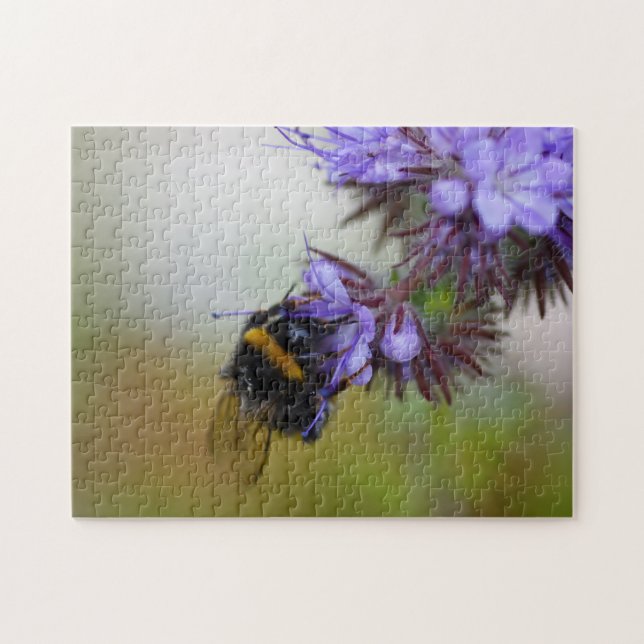 Bee on the Blue Tansy Jigsaw Puzzle (Horizontal)