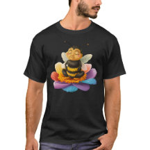 Bee On Vibrant Flower Practicando camiseta de yoga