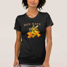 Bee Safe Gracioso Abeja con una camiseta de máscar