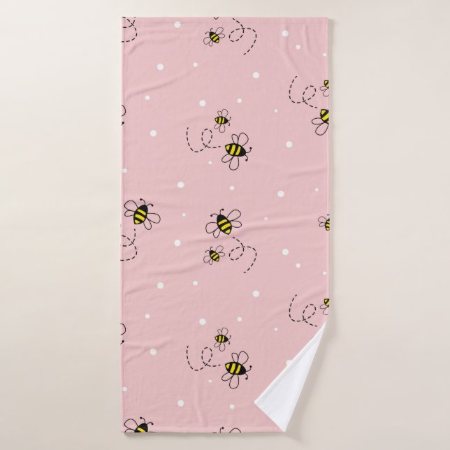 Bee seamless pattern on pastel background. Vintage (Toalla de baño)