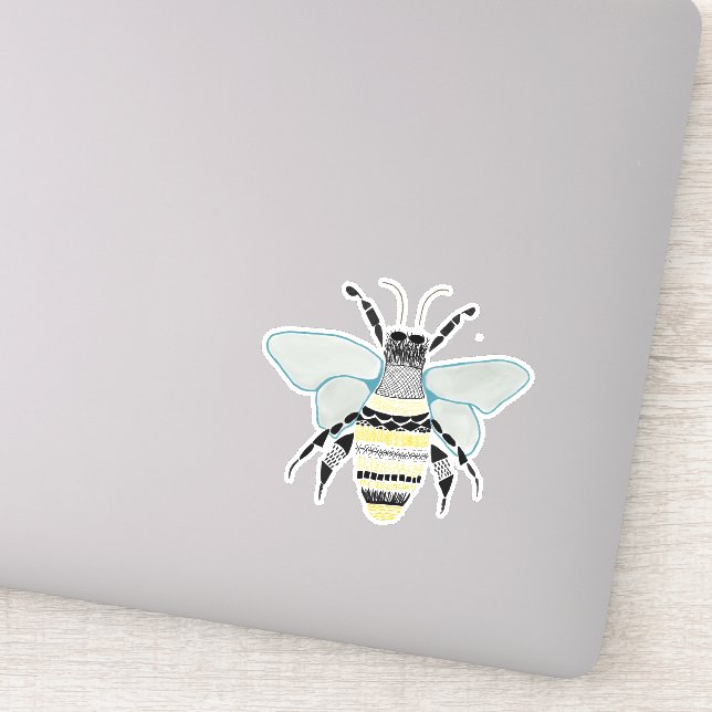 Bee Vinyl Corte Pegatina Zen Doodle (Detalle)