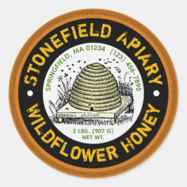 Beehive Apiary Name Dark Amber Honey Jar Pegatinas