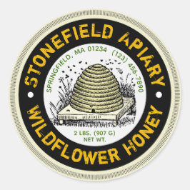 Beehive Apiary Name Wildflower Honey Jar Pegatinas