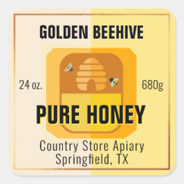 Beehive Gráfica Ligera Oro Etiquetas de miel