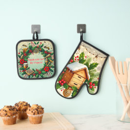 Beehive y Navidades Oven Mitt & Pot Holder Set
