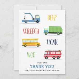 Beep Screech Woo Kid cumpleaños tarjeta de agradec
