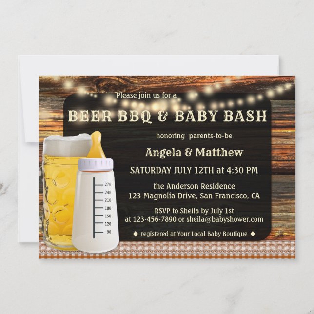 Beer BBQ y Baby Shower Invitación (Anverso)