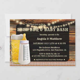 Beer BBQ y Baby Shower Invitación