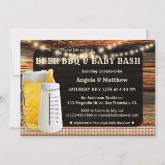 Beer BBQ y Baby Shower Invitación