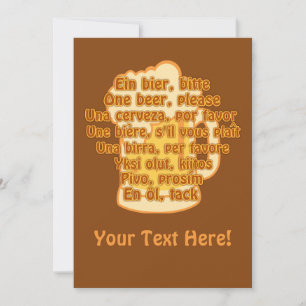 BEER en idiomas invitación personalizado