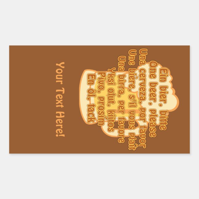 BEER en idiomas pegatinas personalizados (Anverso)