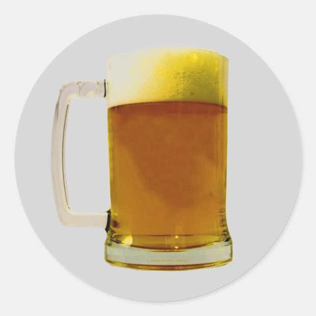 Beer Mug Round Pegatina (Anverso)