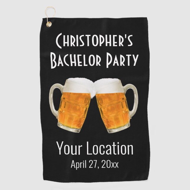 Beer Party Bachelor Cheers Boda Toalla de Golf (Anverso)