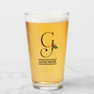 Beer personalizada Holiday Holly Monograma G