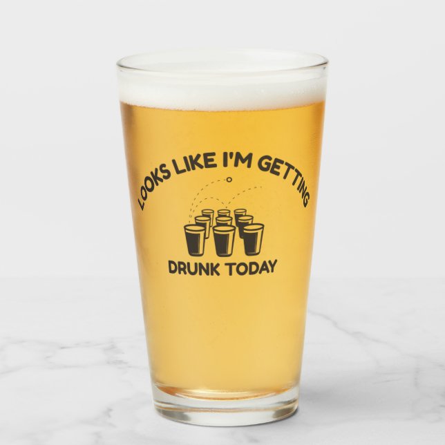Beer Pong Mode | Getting Drunk Today Pint Glass (Anverso (lleno))