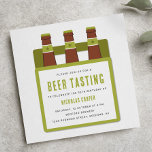 Beer Tasting Birthday Party Invitation Green<br><div class="desc">Una degustación de cerveza,  una barbacoa o una invitación de cumpleaños con botellas de cerveza ilustradas y un funda de cerveza.</div>