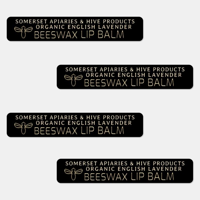 Beeswax impermeable Lip Balm Etiqueta Dorada Negro (Grupo)