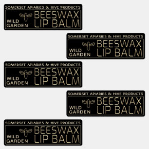 Beeswax impermeable Lip Balm Etiqueta Dorada Negro