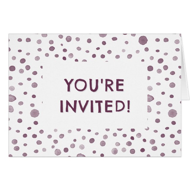 Beet Confetti Watercolor Dots Birthday Invite (Anverso (Horizontal))