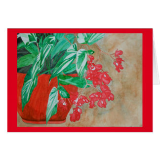 Begonia roja de la acuarela en pote
