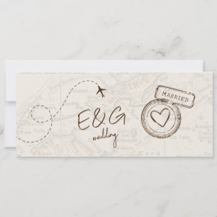 Beige Boda de destino con tarjeta de embarque Fiyi