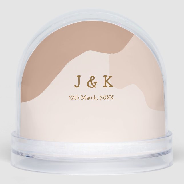 Beige boho curvy orange wedding name date (Anverso)