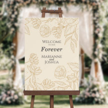 Beige Botanical Modern Minimalist Reception Sign